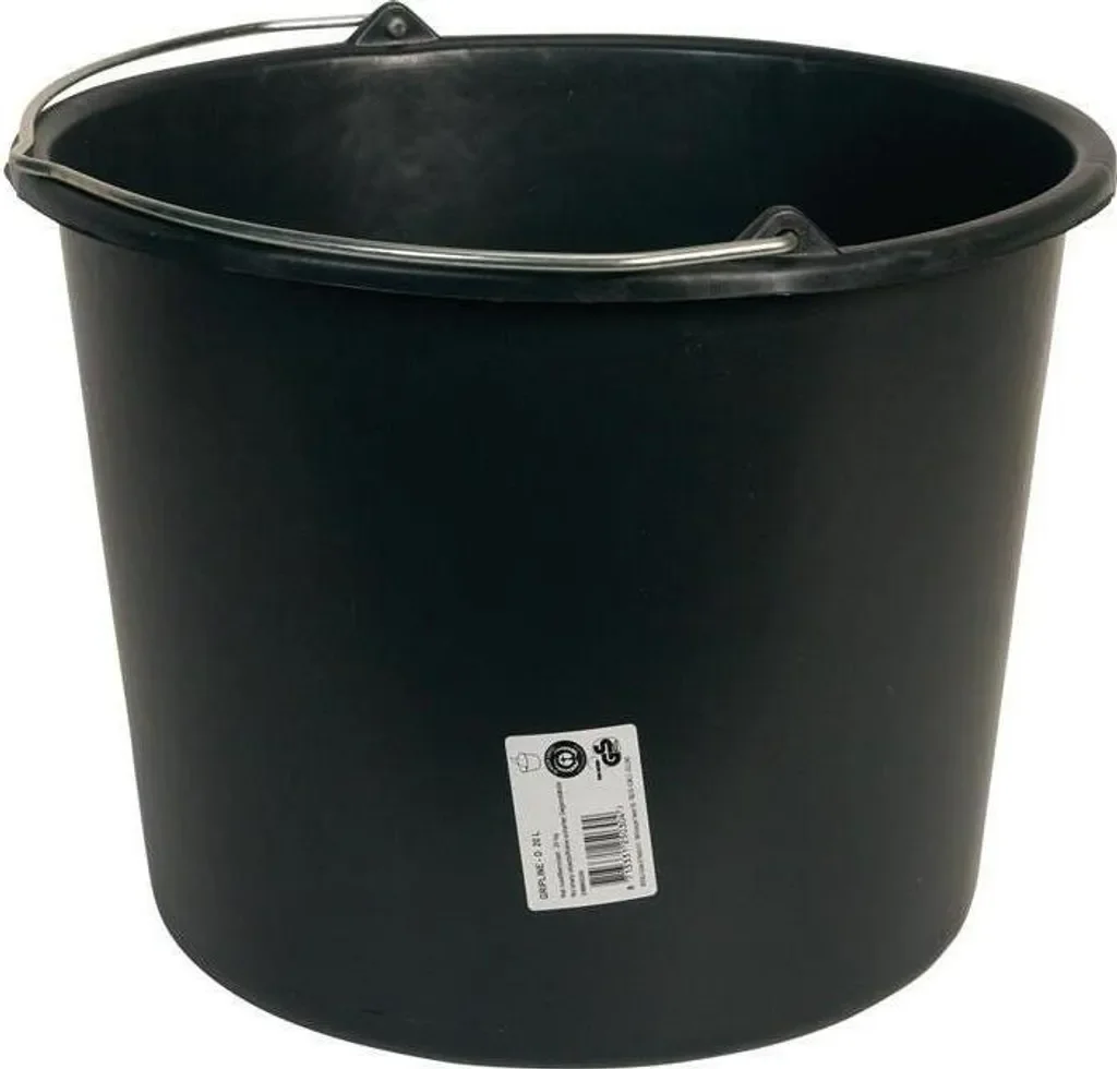 Baueimer 20 l – aus Recycling-Kunststoff, schwarz